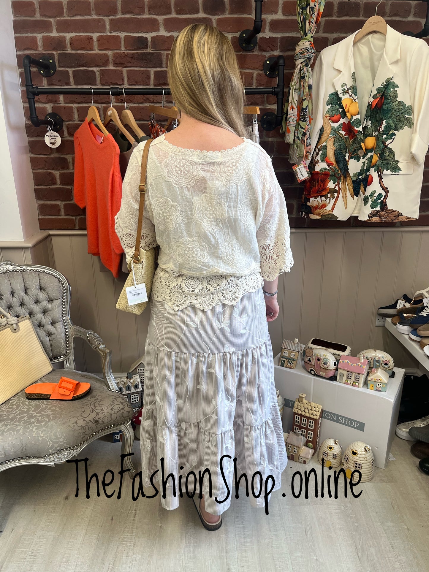 Carly mocha striped tiered maxi skirt 8-10, 12-14 and 16-18