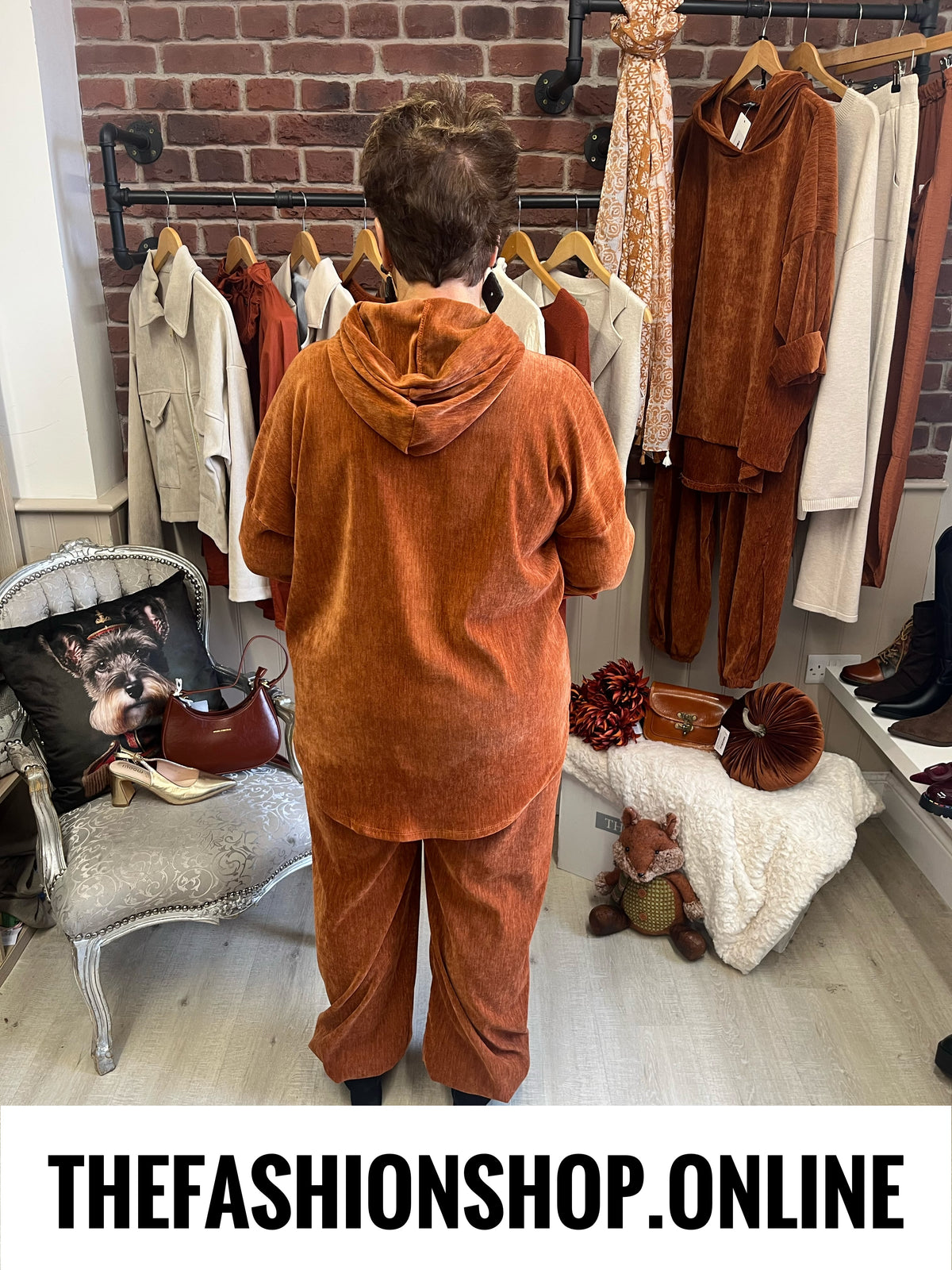 Brinley rust velour co-ord 14-20