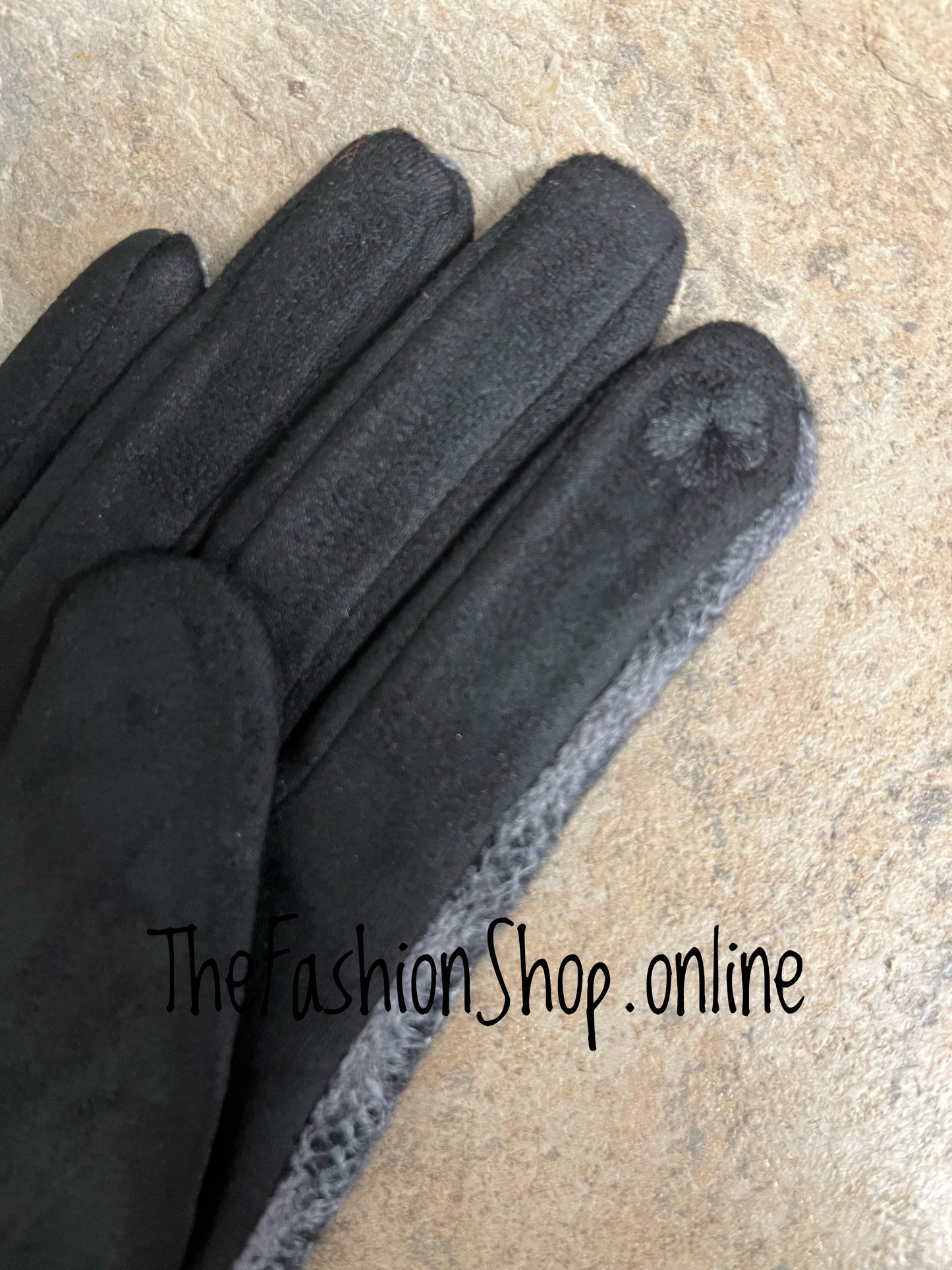 Black ombre lace look gloves