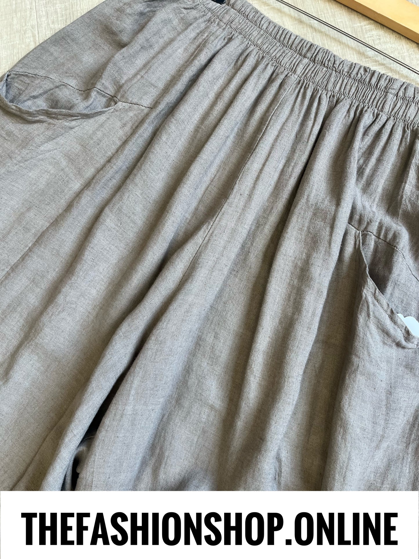 Caroline mocha linen mix barrel leg trousers 10-20