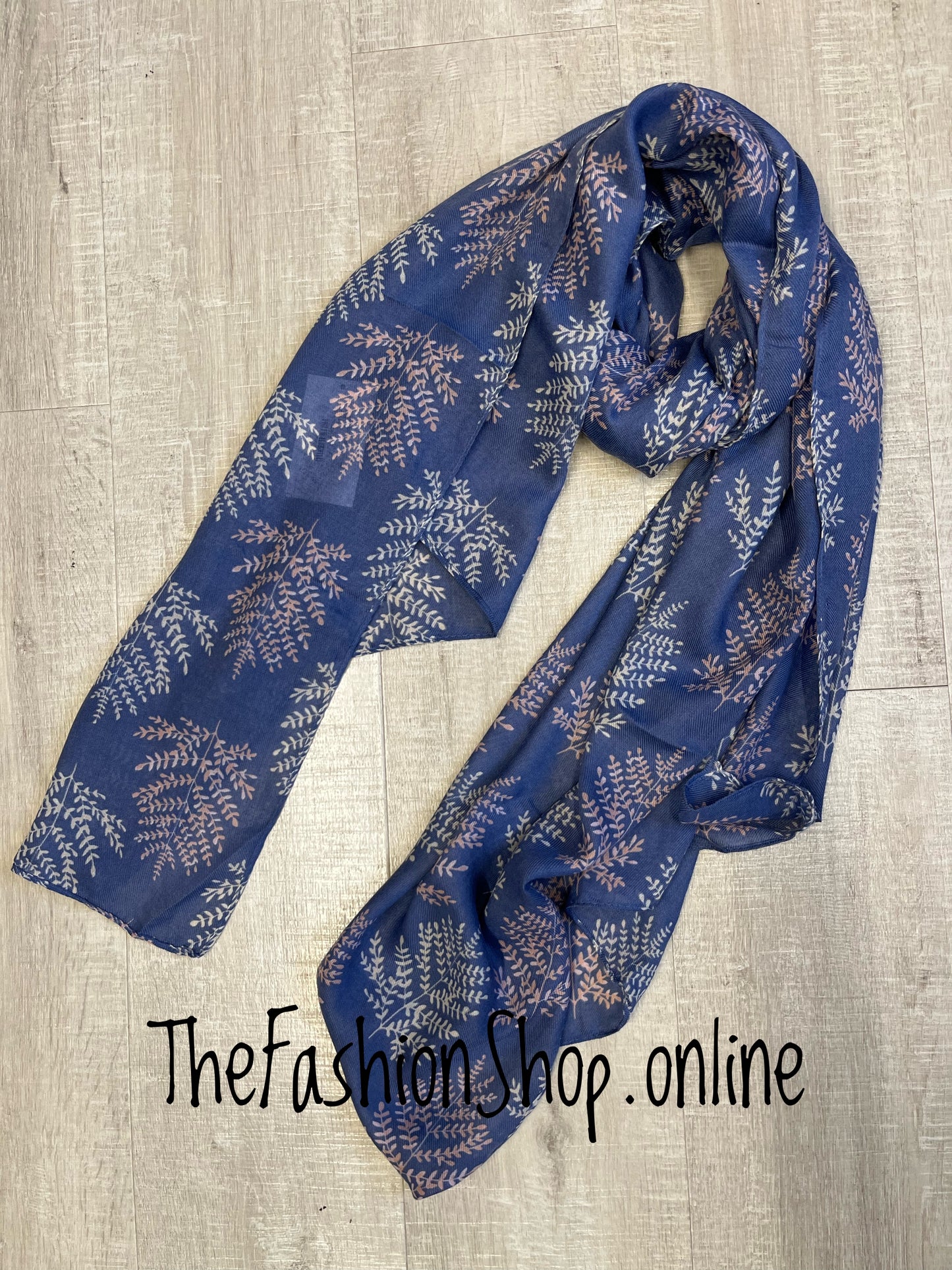 Autumn Branches in Denim Blue Scarf