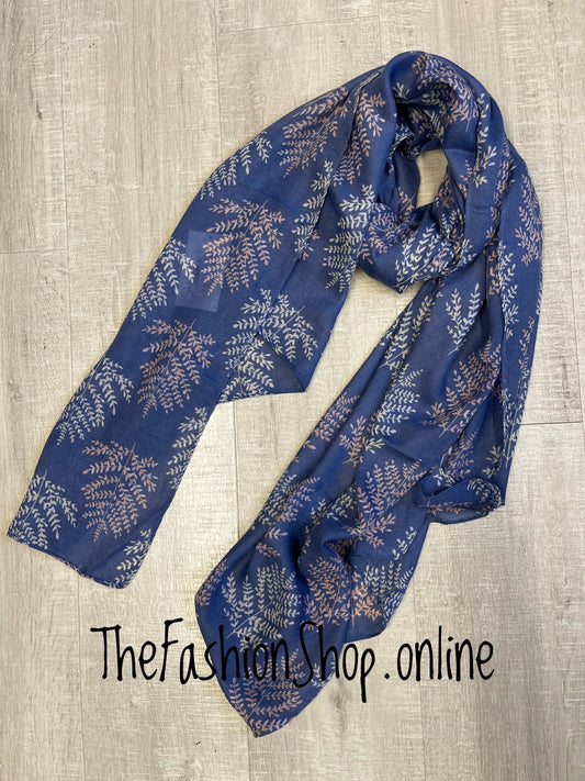 Autumn Branches in Denim Blue Scarf