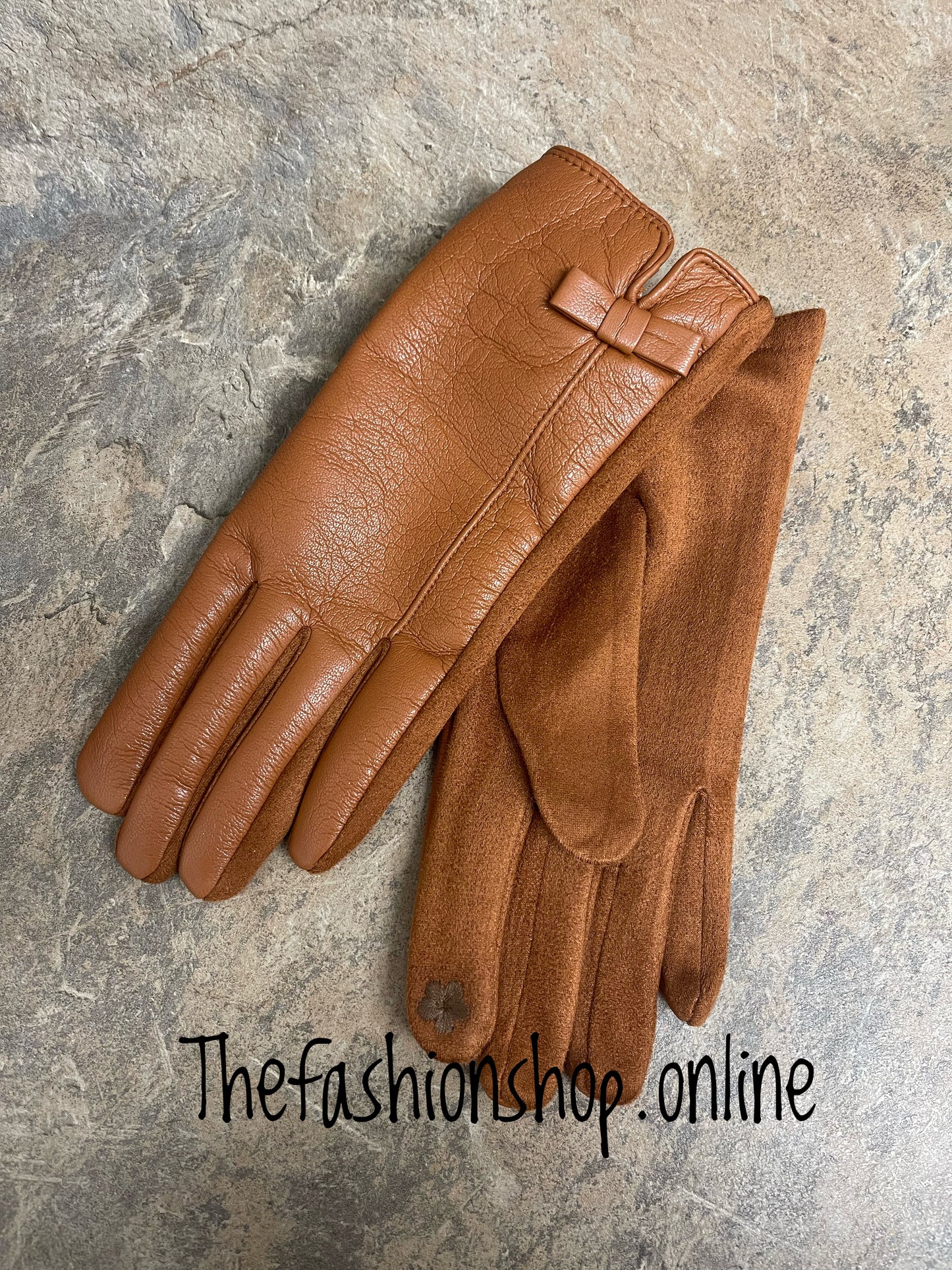 Premium Faux Leather Gloves in Tan