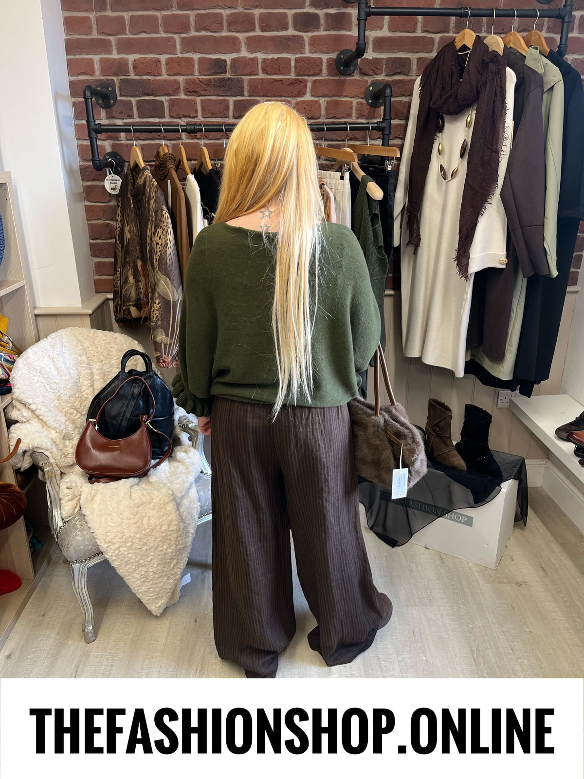 Zara khaki frill sleeve jumper 10-16