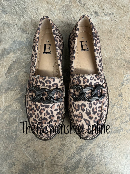 Adeline leopard print chain loafer sizes 4-8