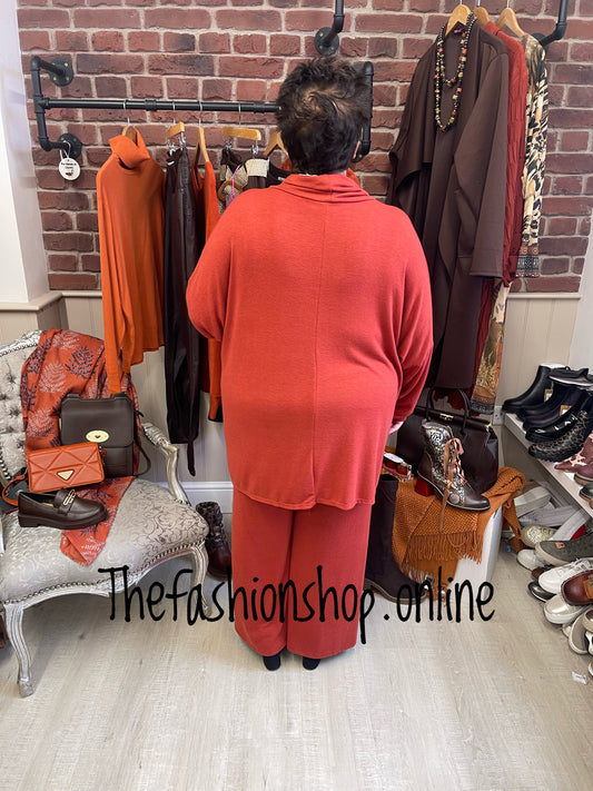 Athena burnt orange soft cowl top 18-24