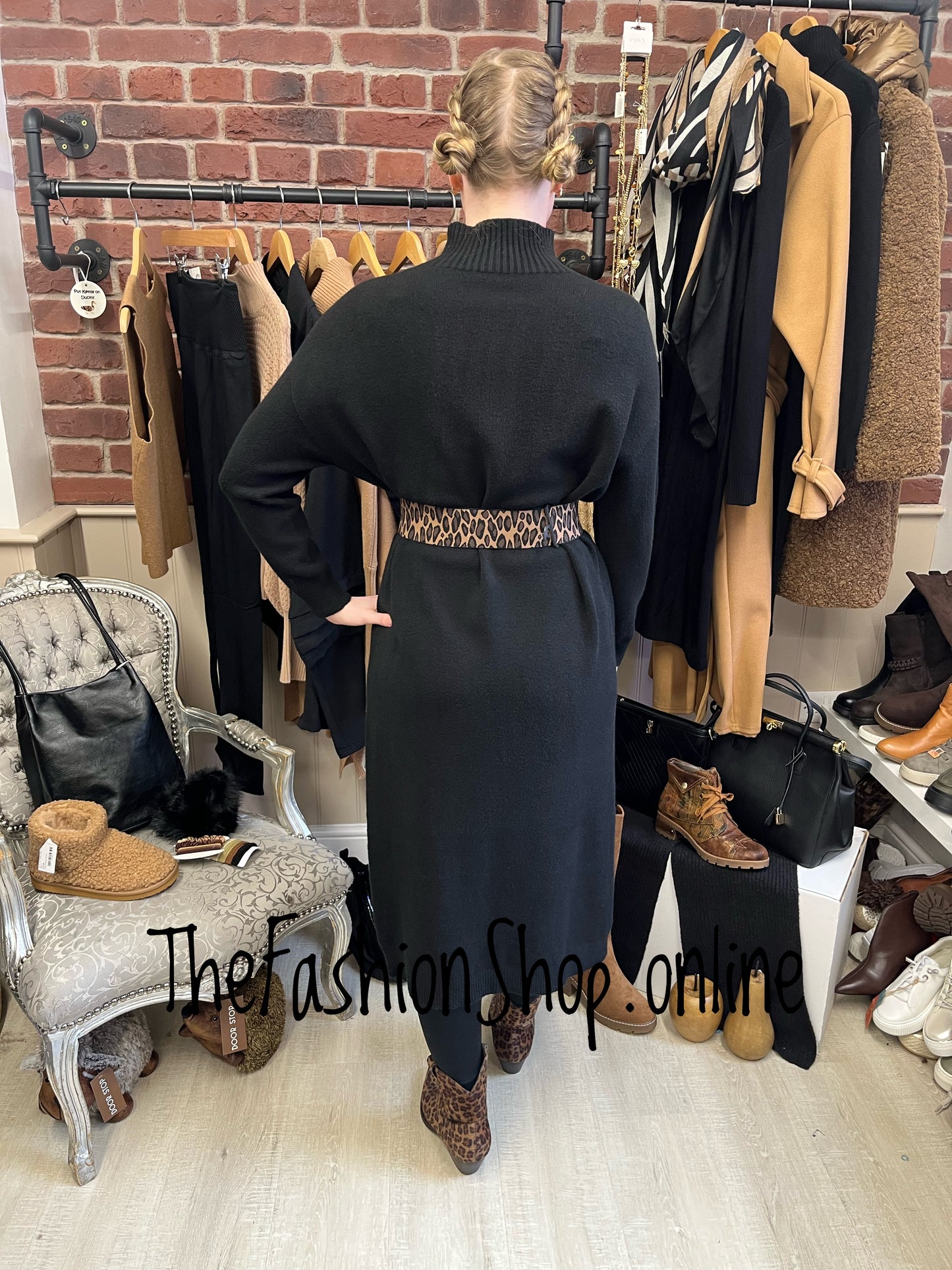 Milan black turtle neck jumper dress 12-16