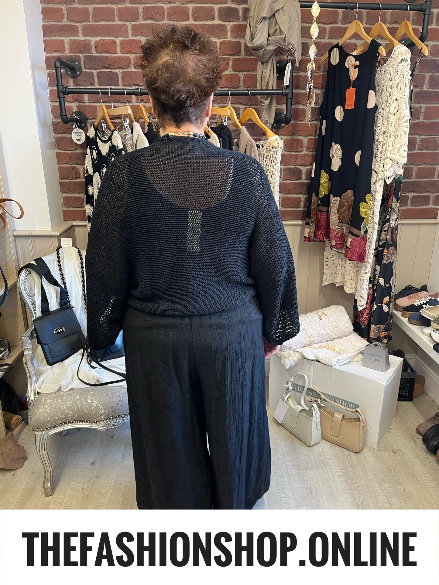 Pamela black tie front knit 12-20