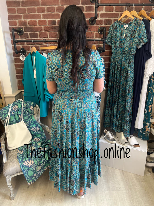 Stella Morgan teal patterned dress sizes 12-18
