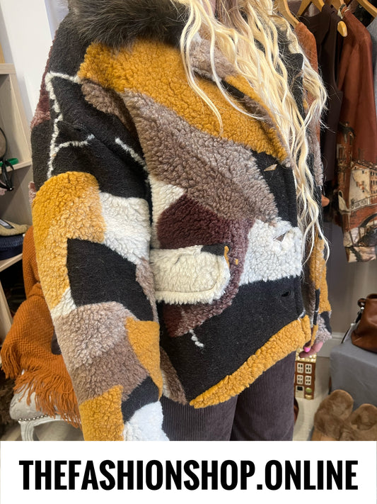 Amber wool mix patchwork jacket 12-16
