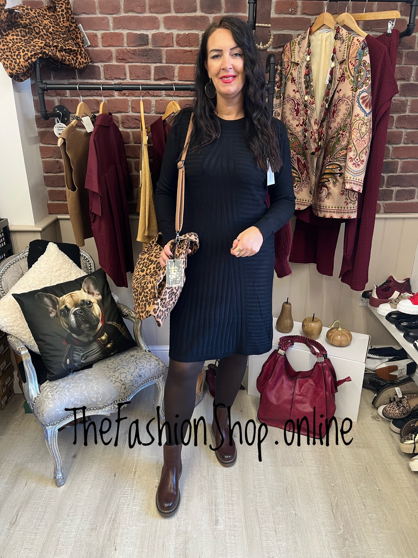 Janine black cashmere mix jumper dress 12-16