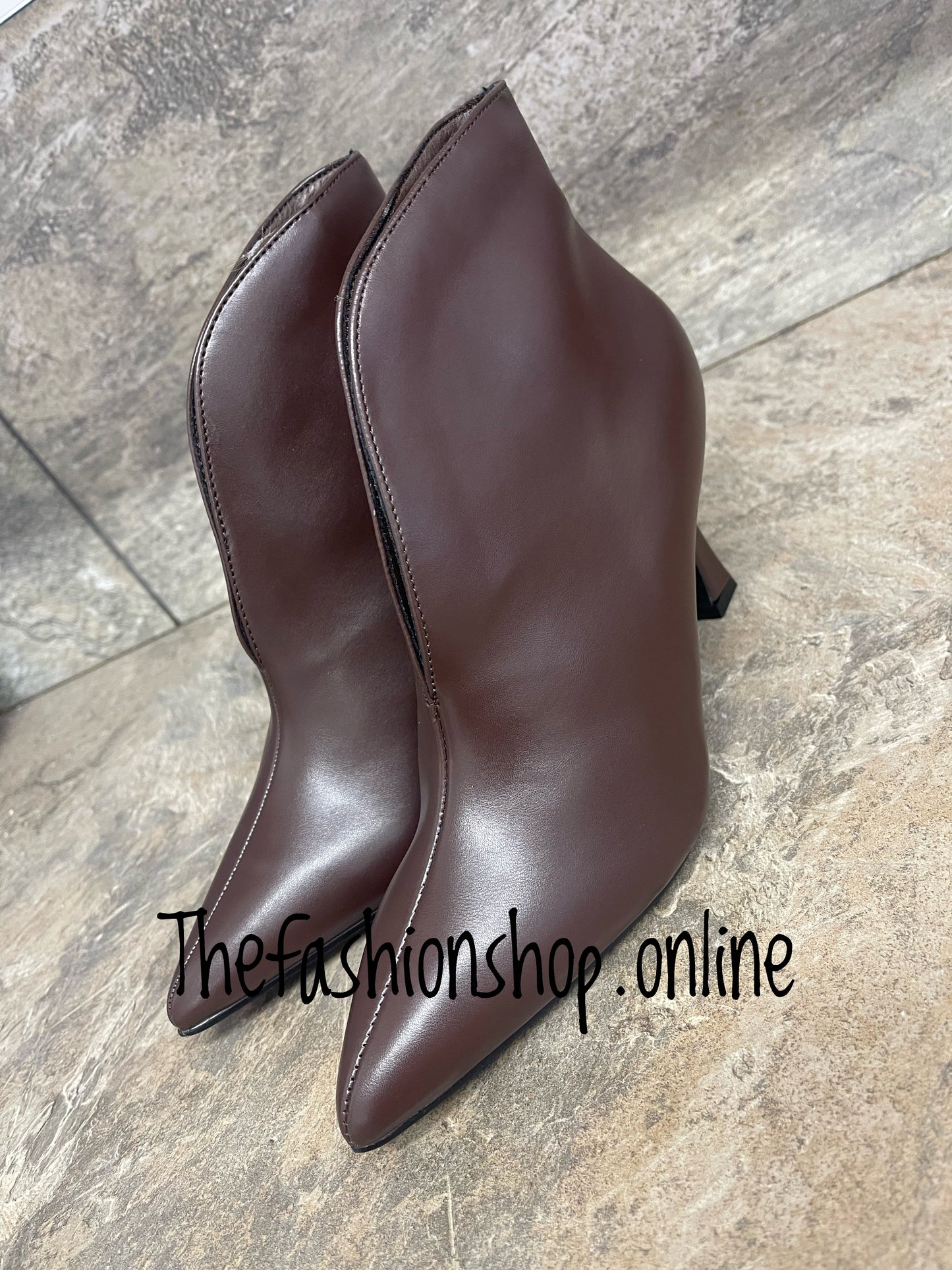 Saskia brown heeled ankle boots sizes 3-8 (36-41)