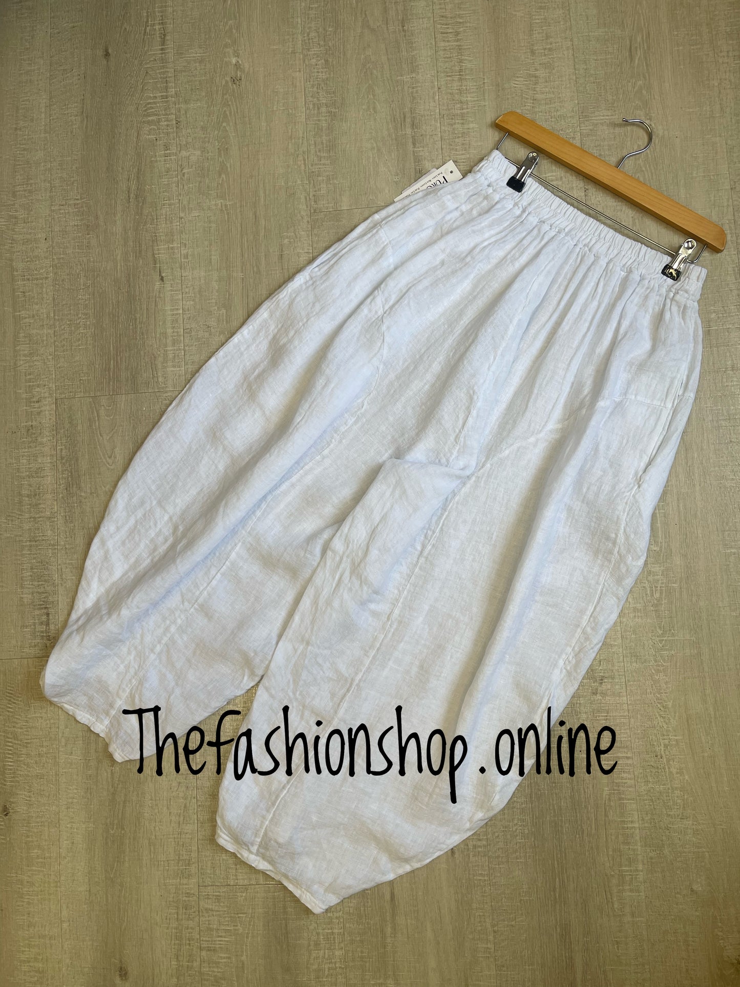 Kali white harem linen trousers 10-18