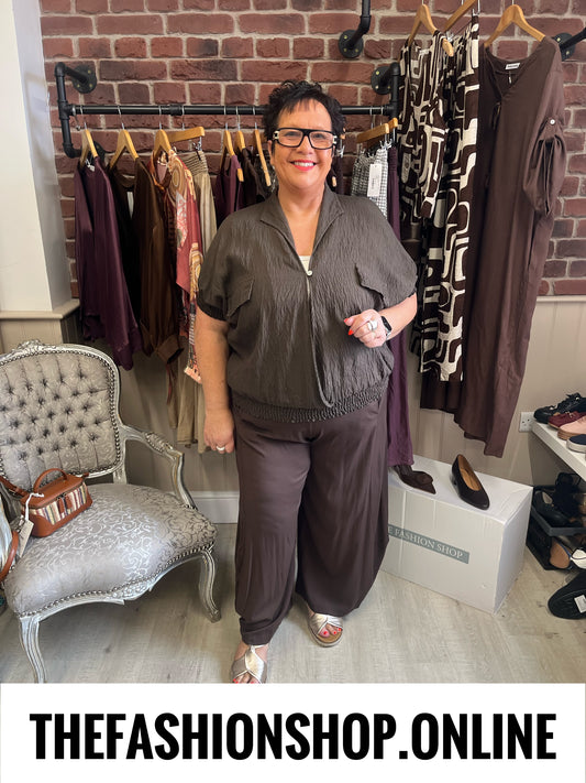 Corinne brown textured top 12-20