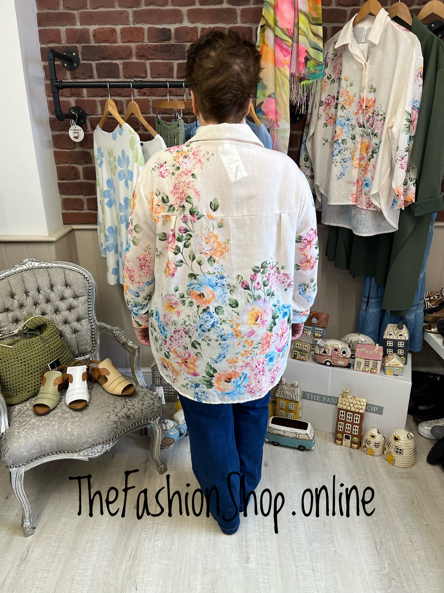 Elizabeth cream floral shirt 12-22