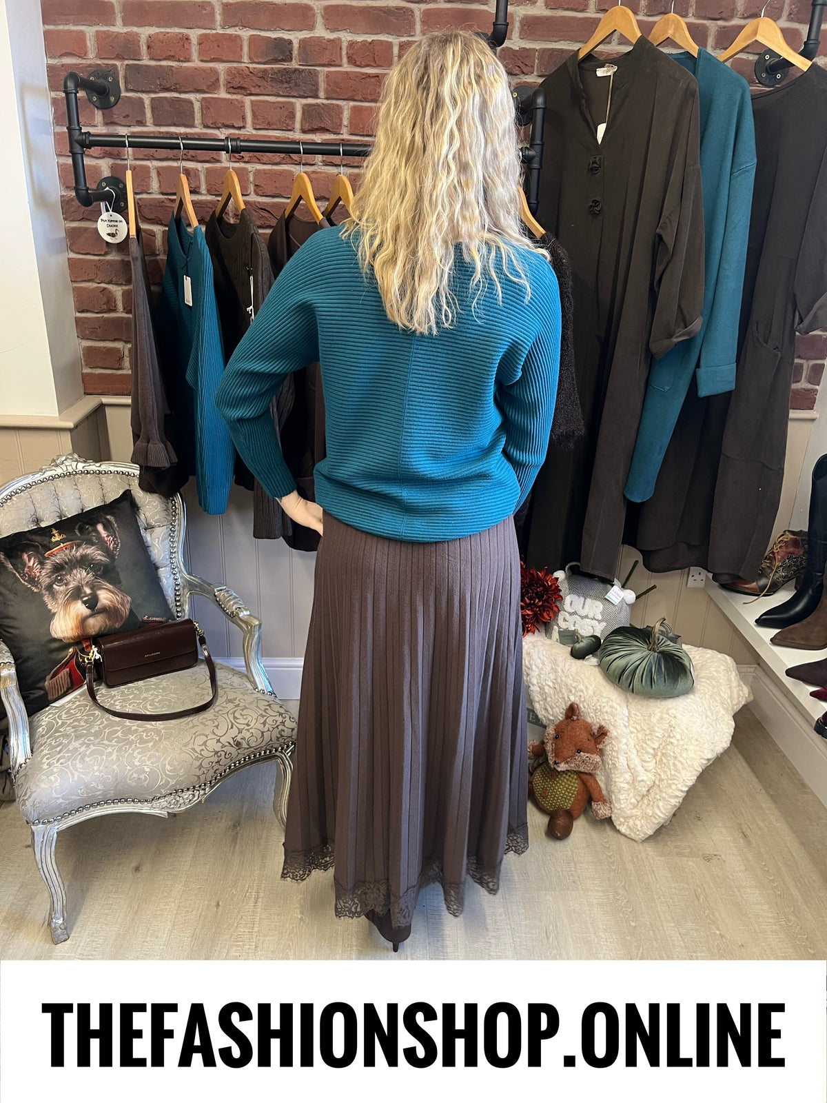 Libby teal ribbed jumper 8-16