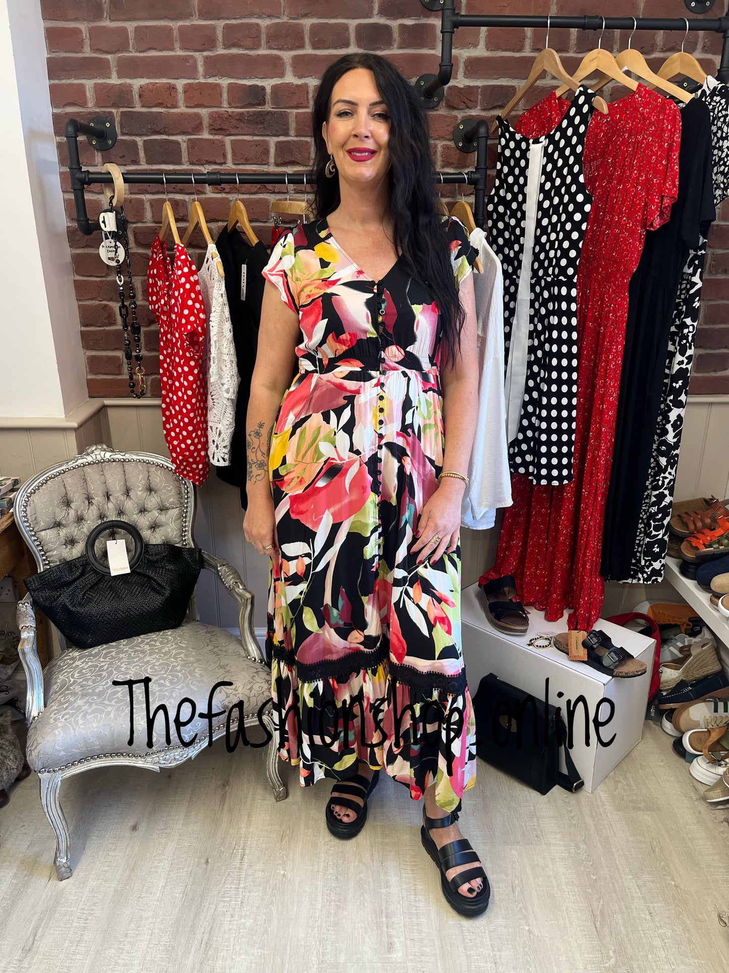 Stella Morgan black floral maxi dress sizes 10-20