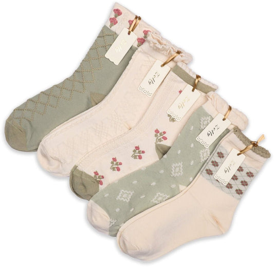 Zelly 5 pack sage ankle socks 3-7