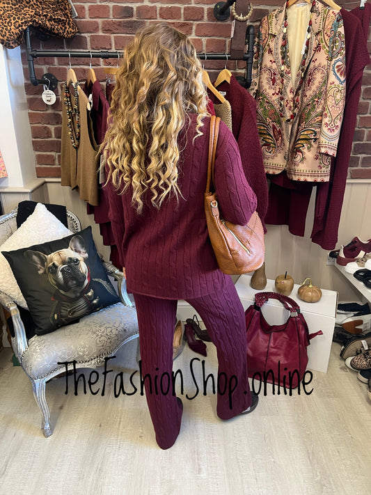 Amber wine cashmere mix co-ord 10-14