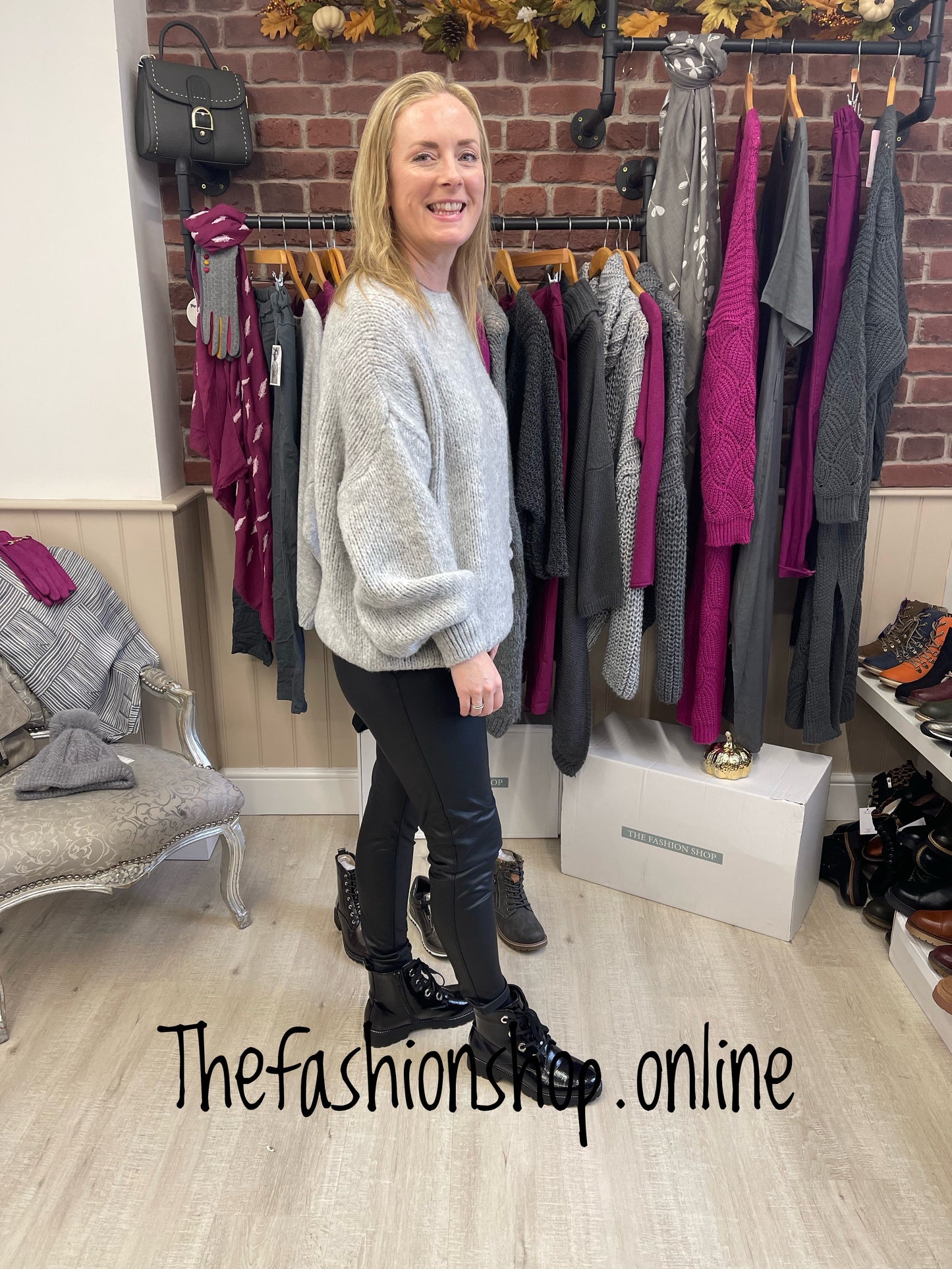 Grey balloon sleeve jumper 10-16