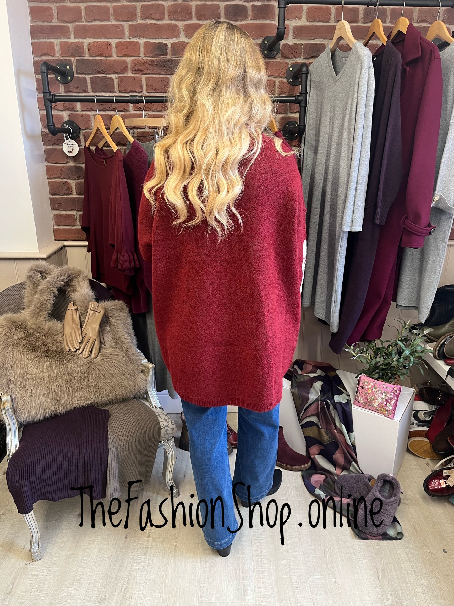 Wendy wine floral jumper 12-22