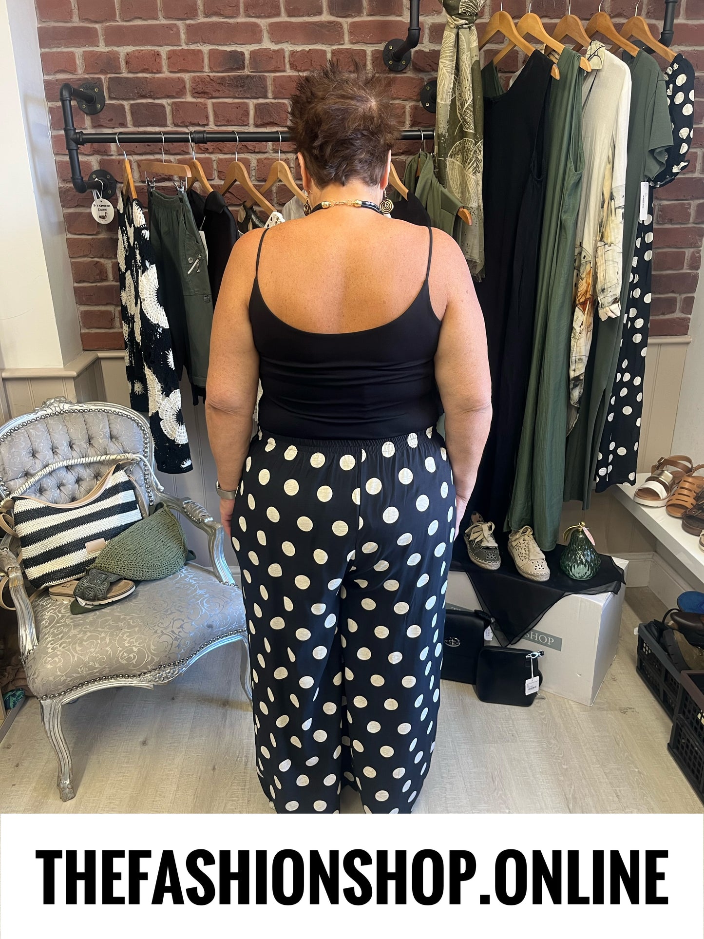 Charlie black spot wide leg trousers 14-24