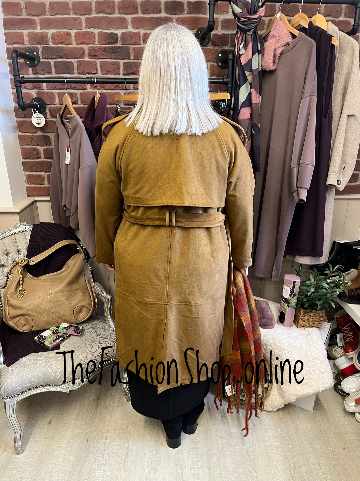 Jessica Faux Suede Trench Coat sizes 12-18