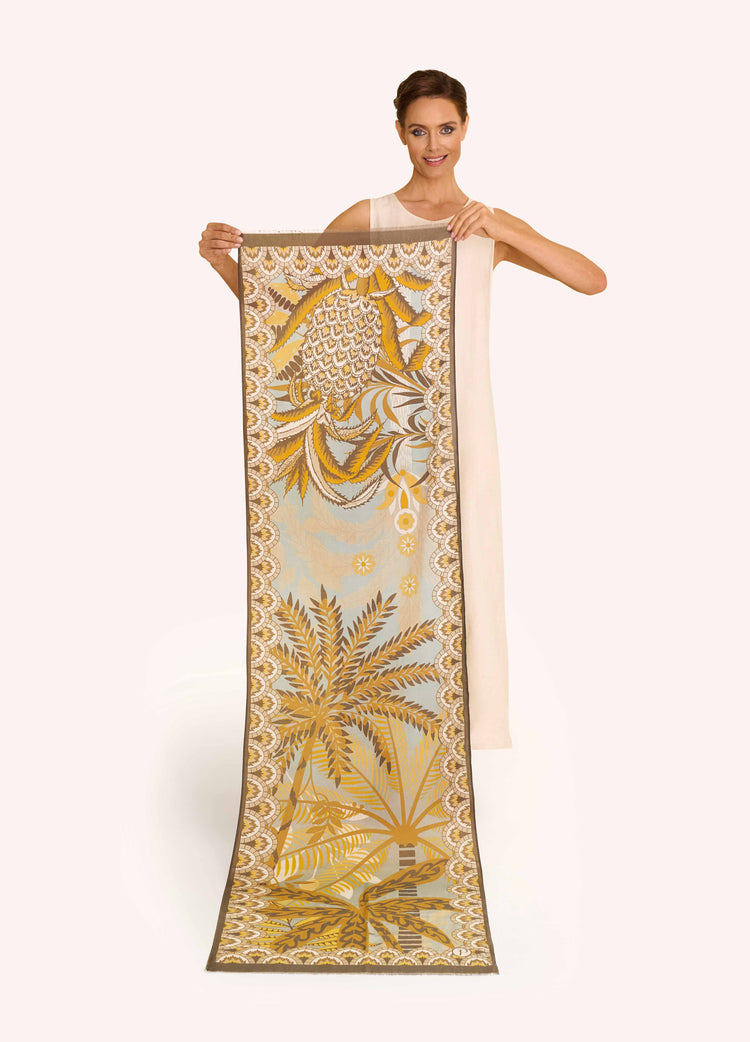 Powder Patterned Palms Scarf