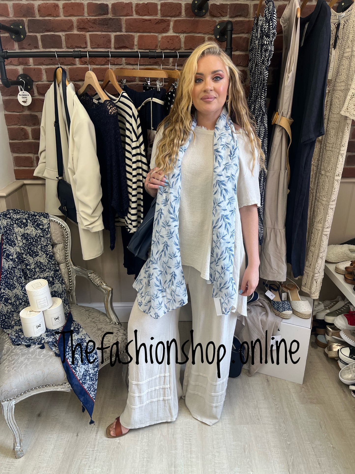 Tanya cream linen mix trousers 10-16