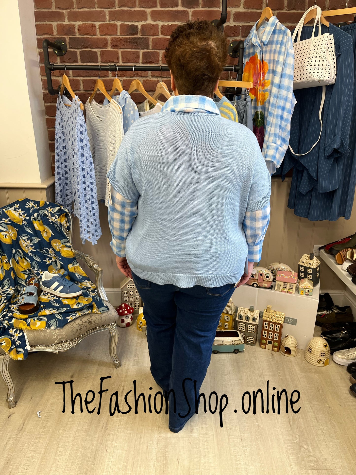 Grace light blue short sleeve cardigan 16-22