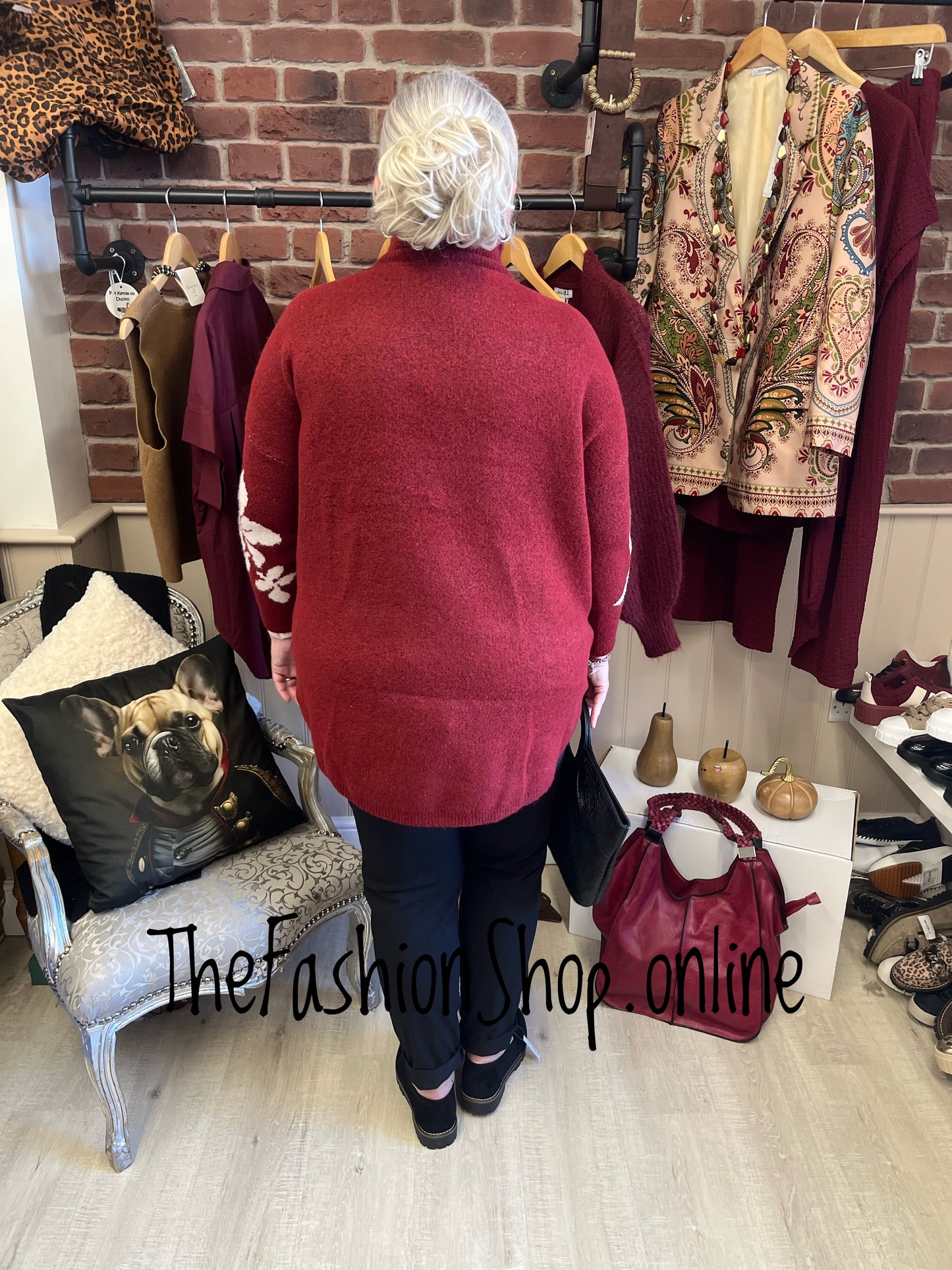 Wendy wine floral jumper 12-22