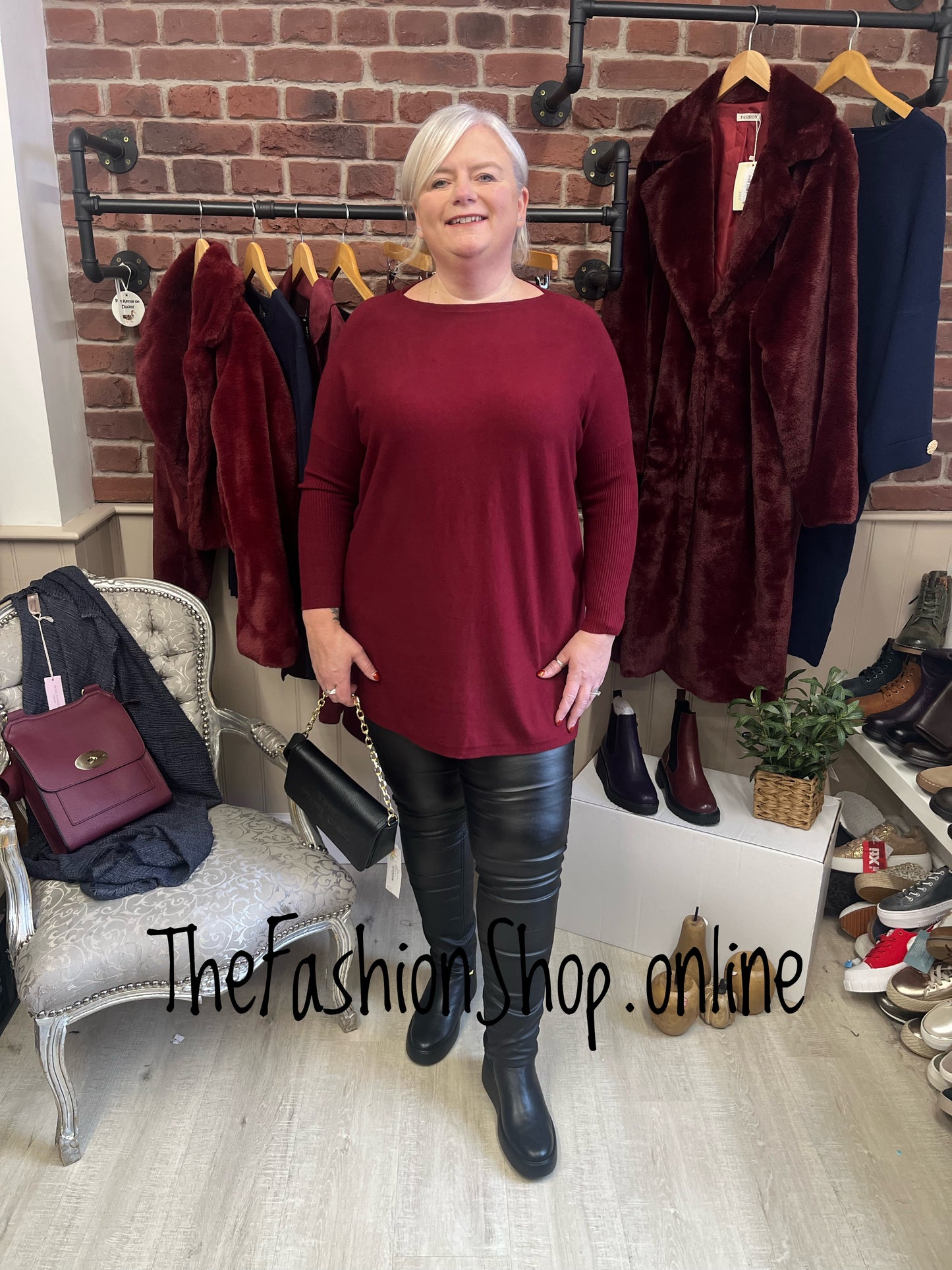 Georgia wine button back jumper 12-18