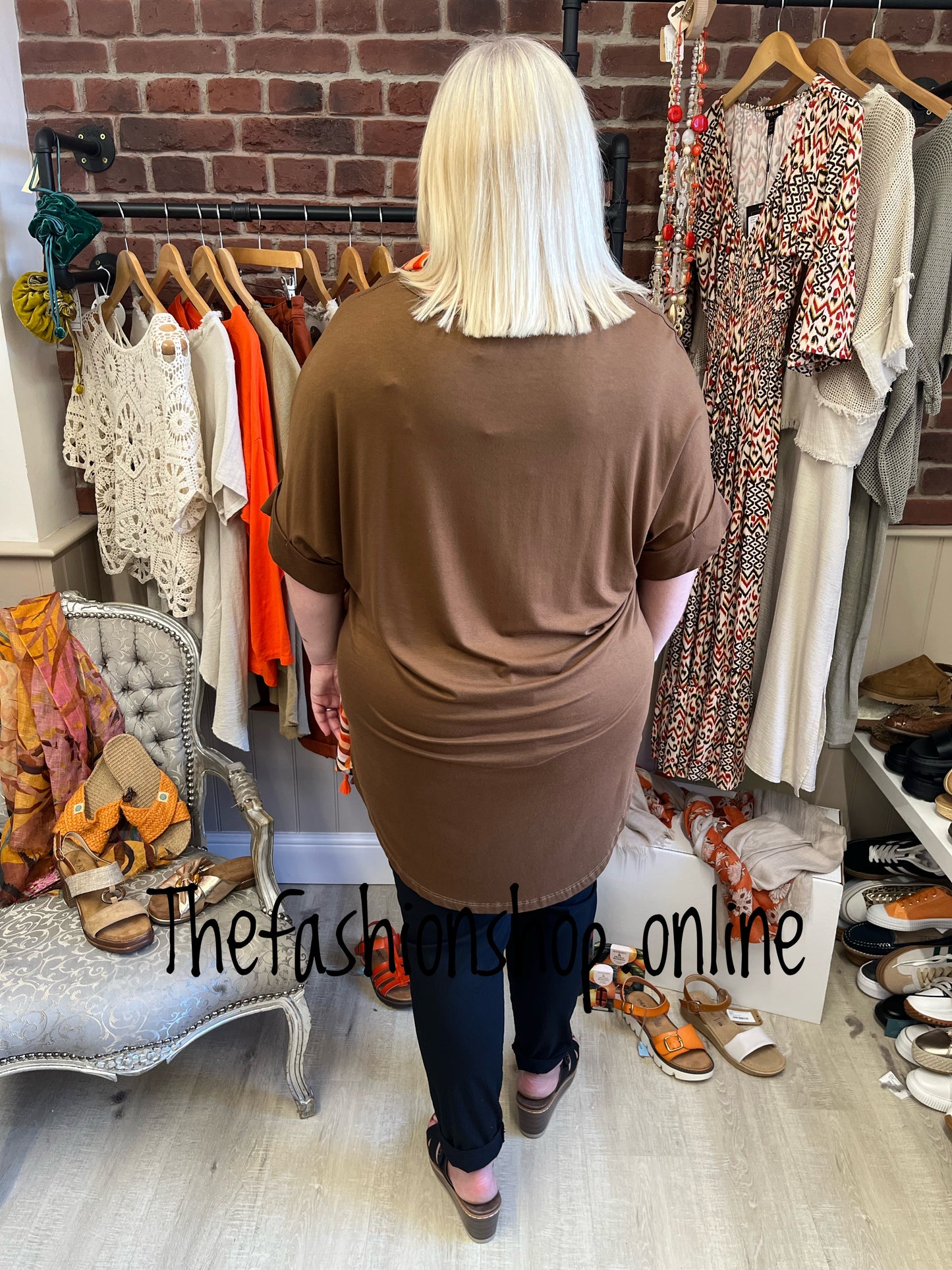 Golden brown oversize v neck top 12-16