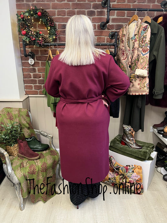 Lizzy wine double breasted trench coat 16-20