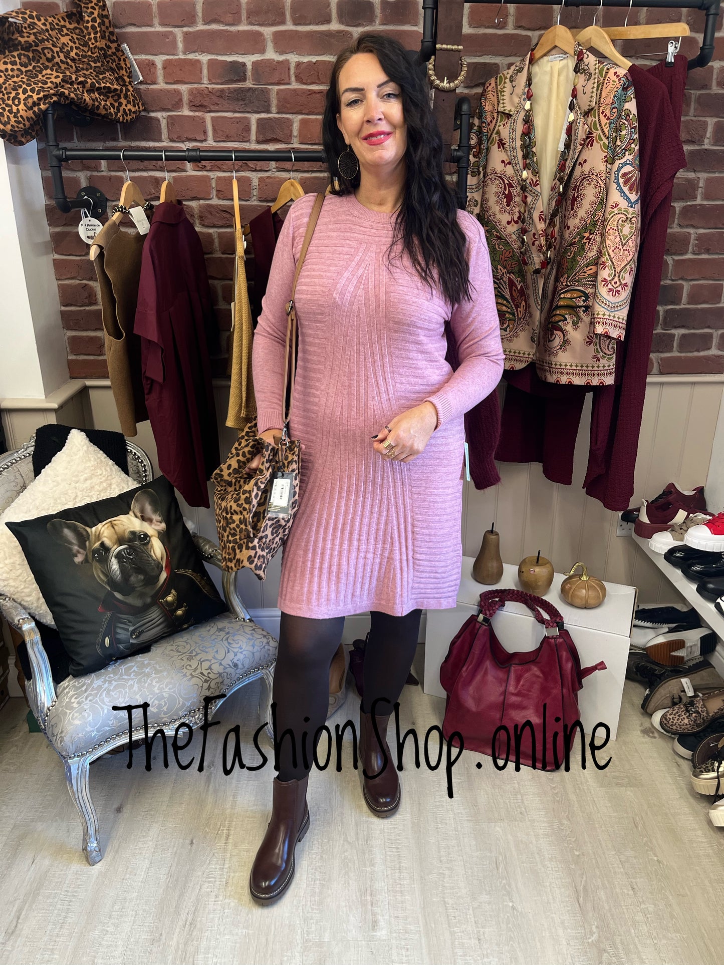 Janine pink cashmere mix jumper dress 12-16