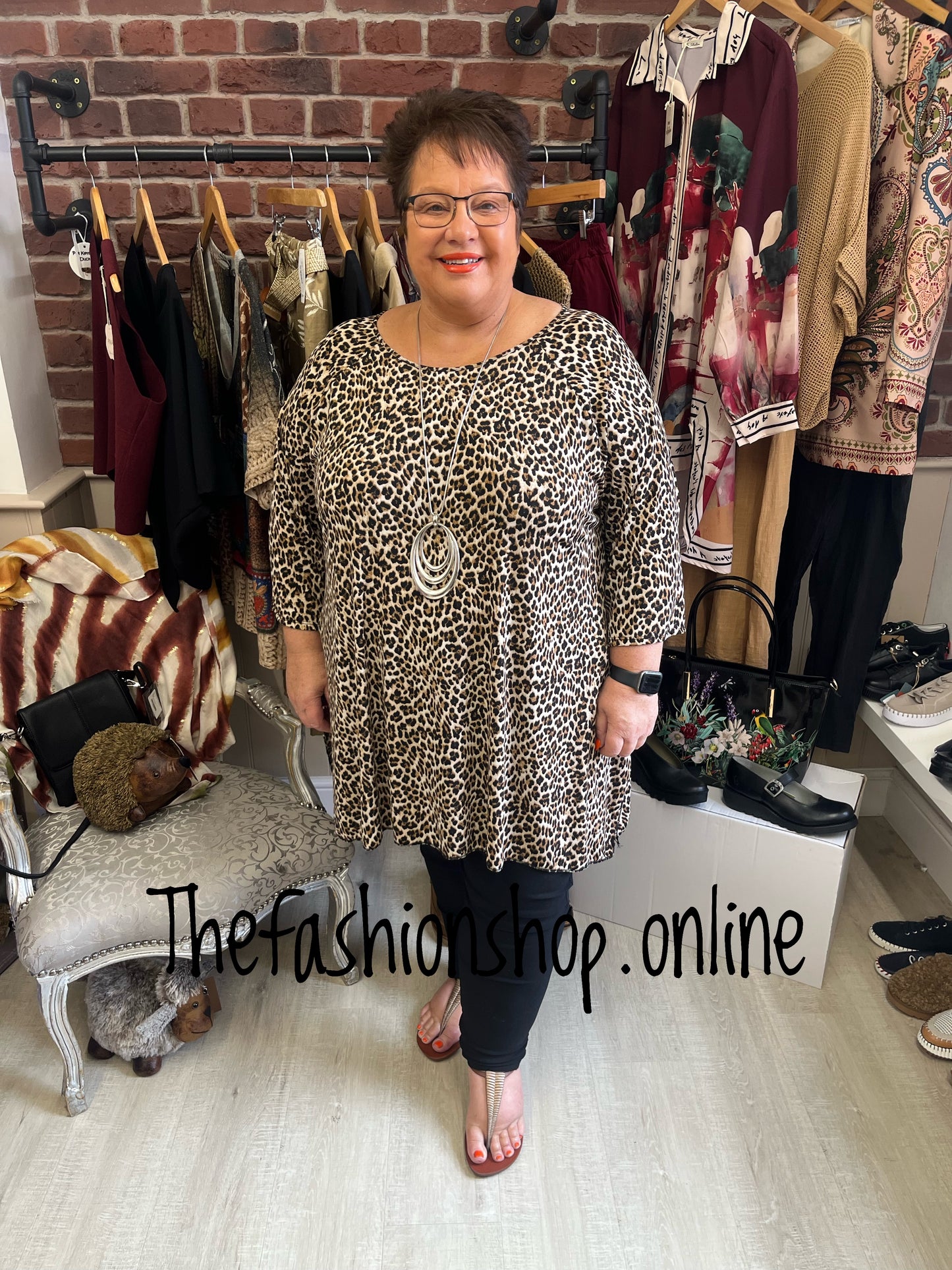 Clarissa brown leopard print top 16-24