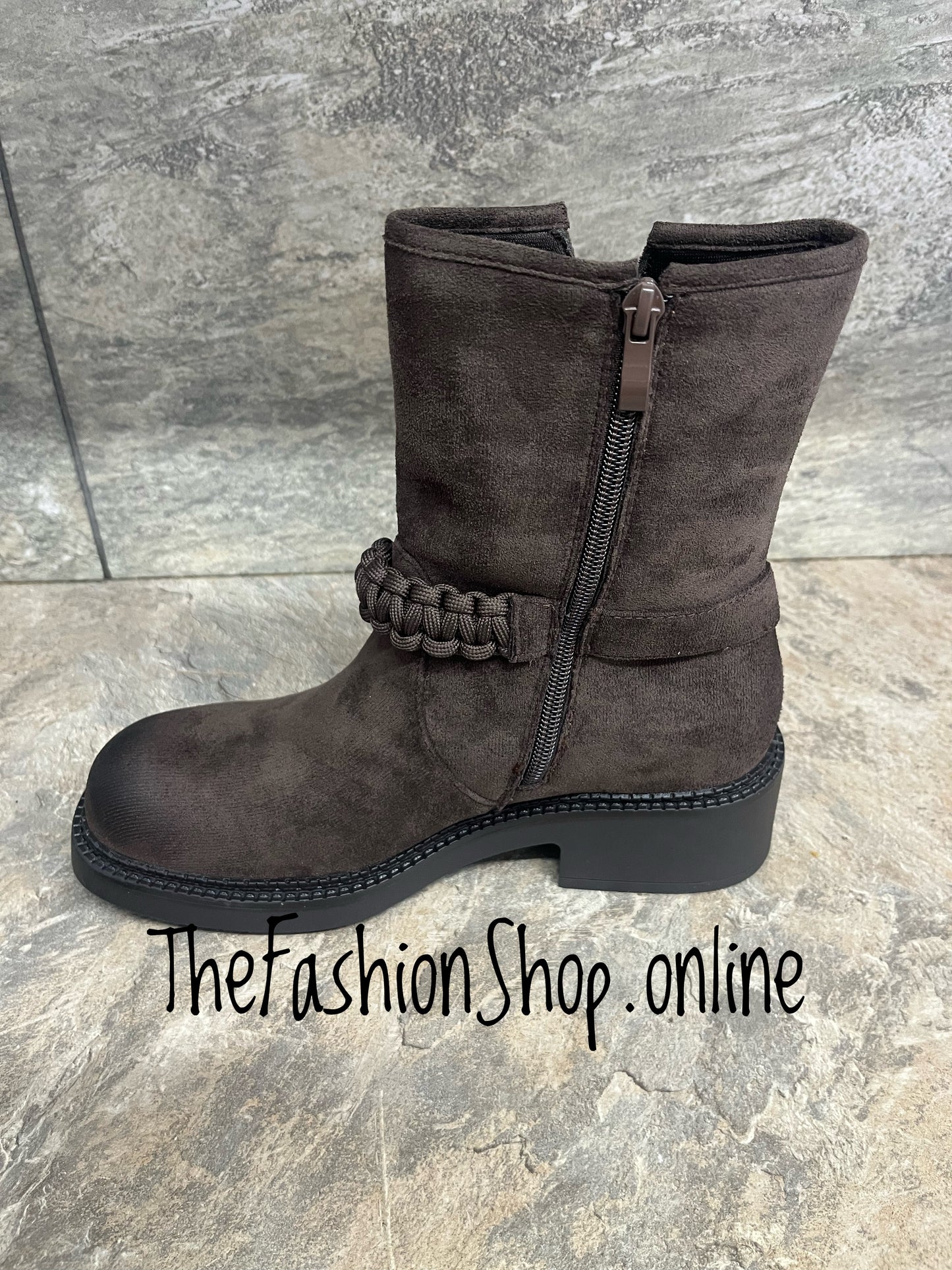 Nina brown faux suede biker boots sizes 3-8 (36-41)