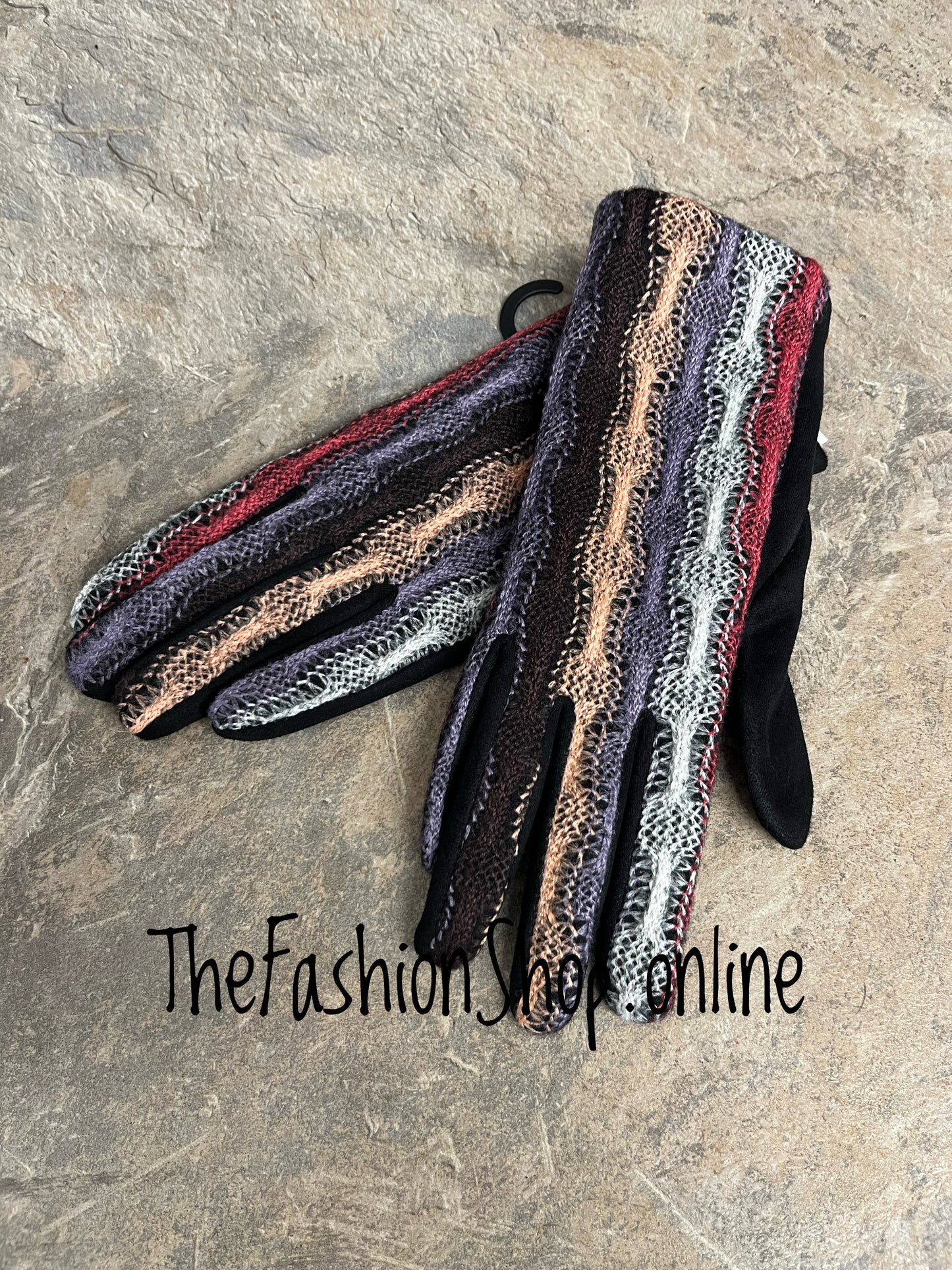 Purple ombre lace look gloves