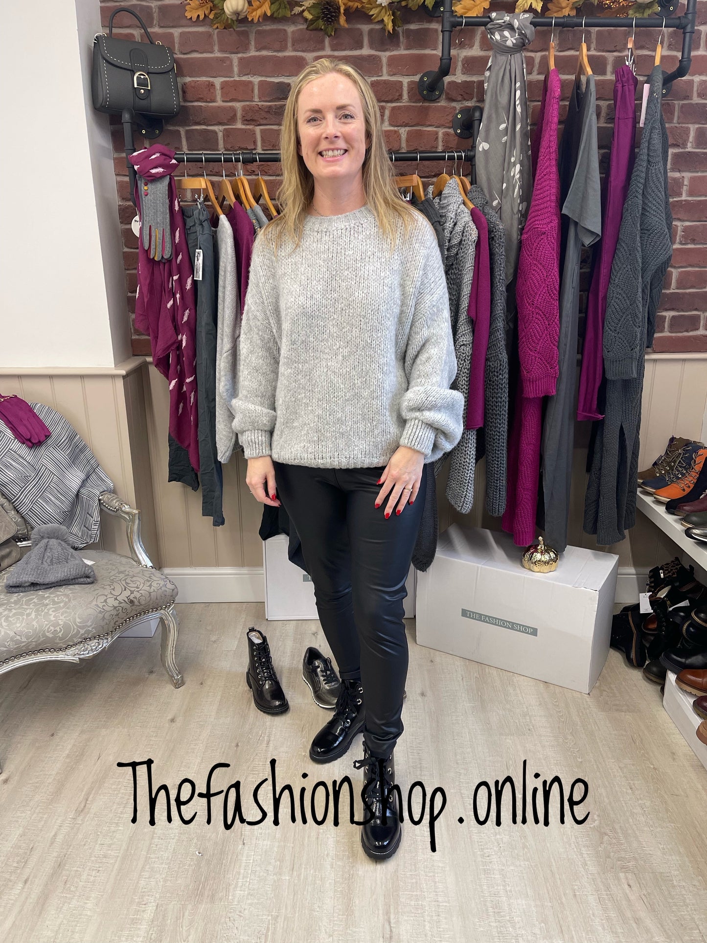 Grey balloon sleeve jumper 10-16