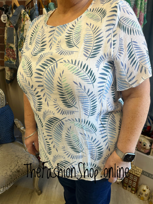 Yasmin blue leaf layered top sizes 16 and 18