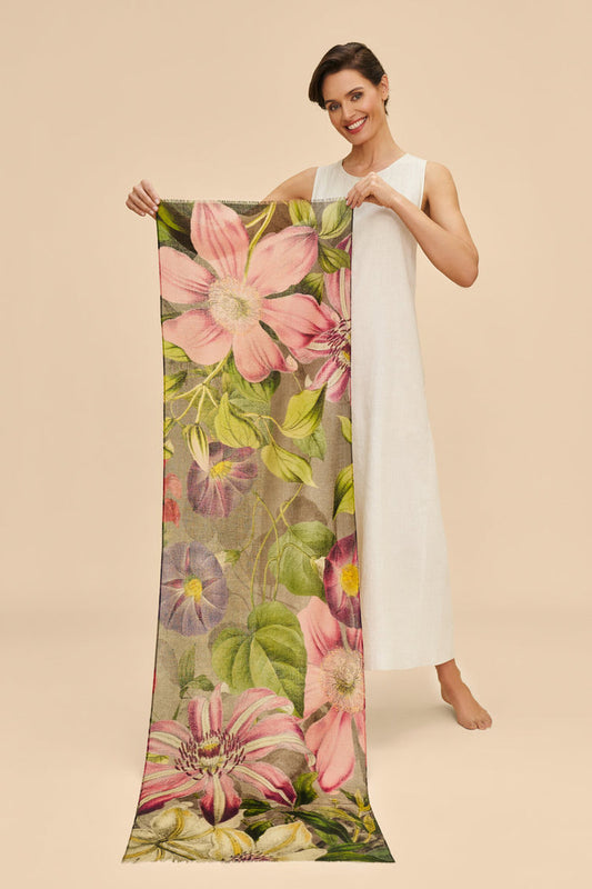 Powder Oversized Botanicals Wool Wrap Scarf