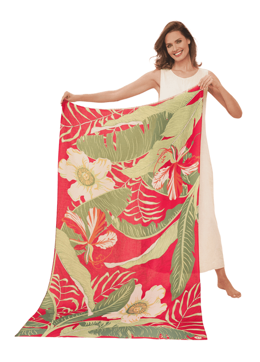 Powder Delicate Tropical Dark Rose Scarf