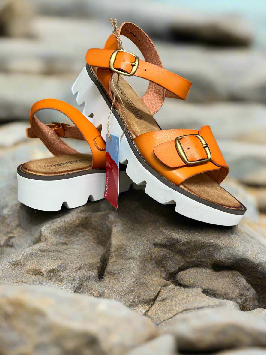 Heavenly Feet orange Trudy sandals sizes 3-8 (36-41)