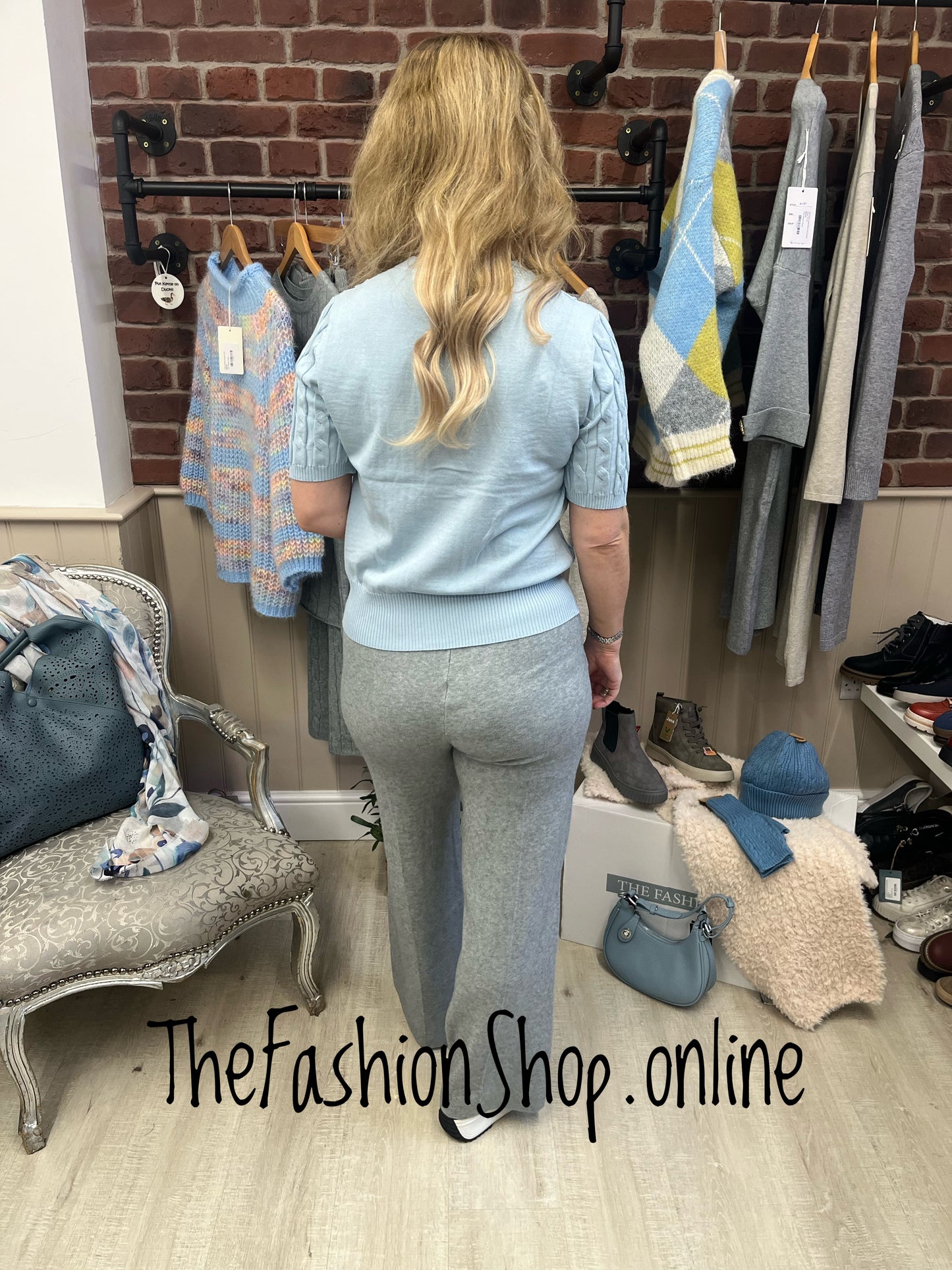 Jasmine blue cable knit button top 8-16