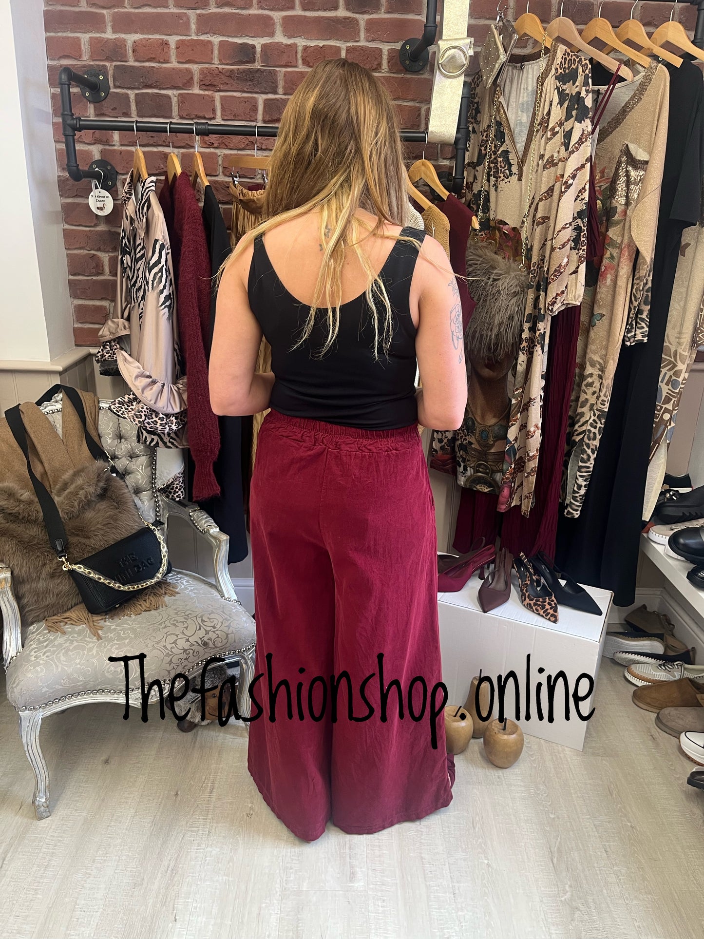 Kizzie wine fine cord trousers 10-16