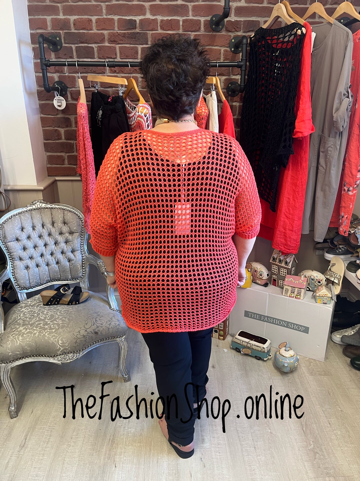 Alison coral crochet layering top 12-22