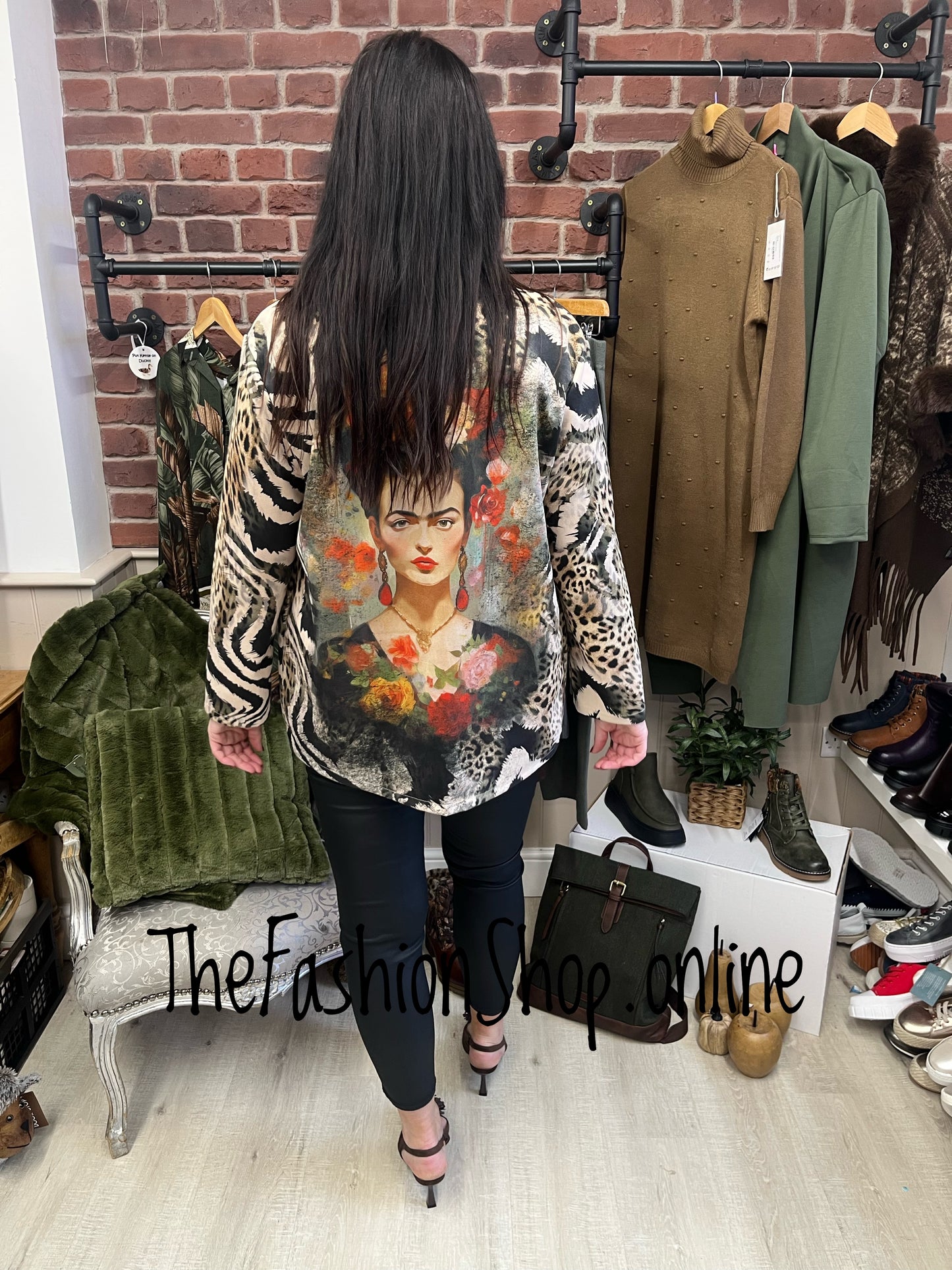 Frida Kahlo faux suede jacket 10-16
