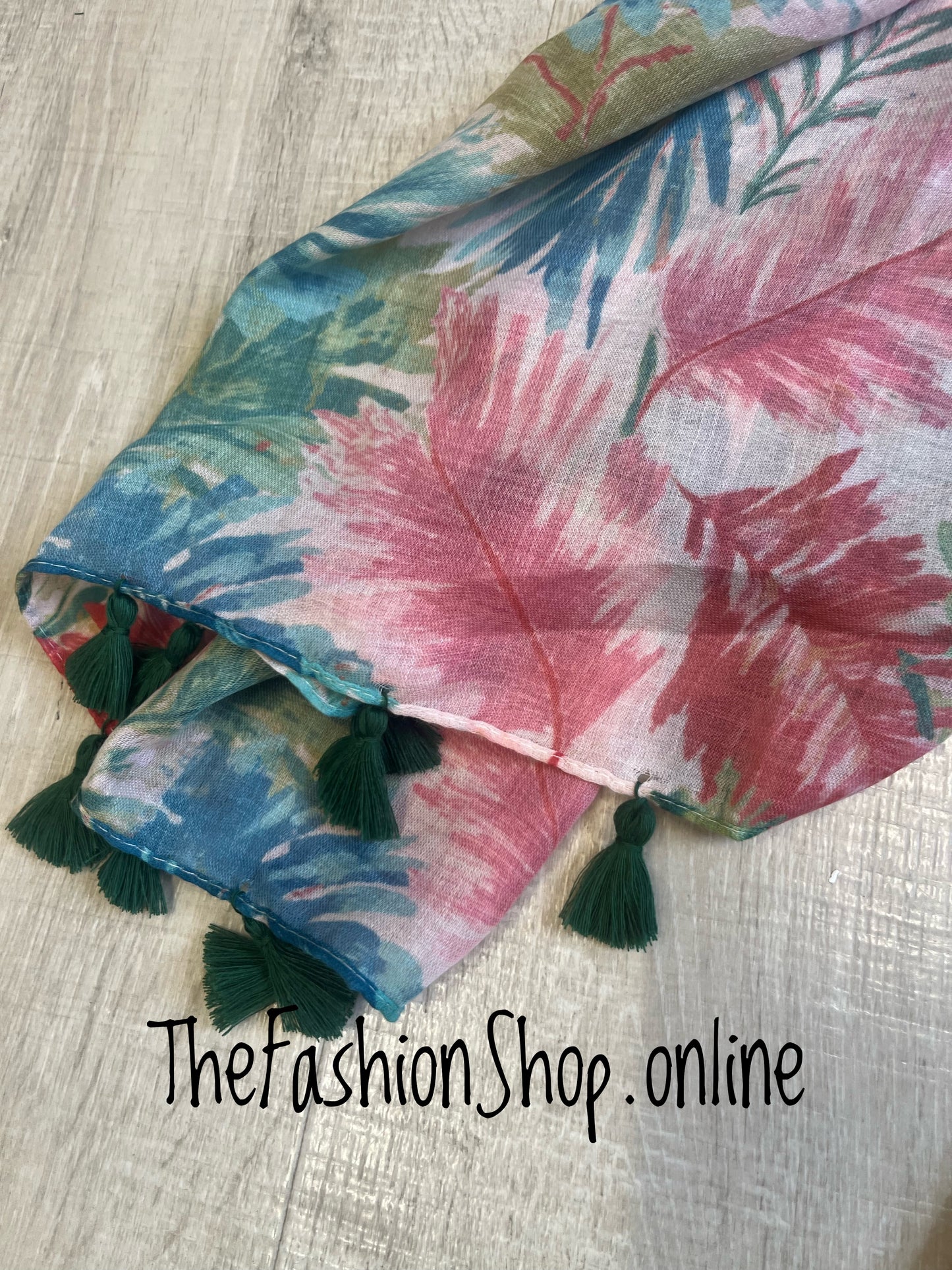 Colourful tropical leaf scarf