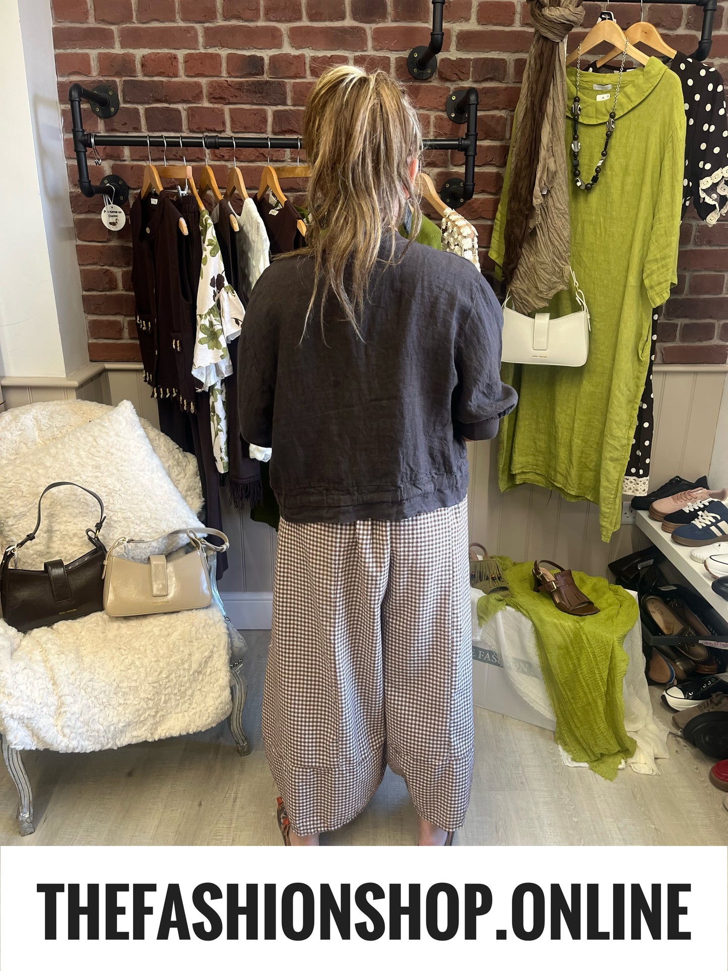 Imogen brown gingham wide leg trousers 10-18