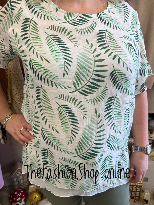 Yasmin green leaf layered top sizes 14, 16 and 18